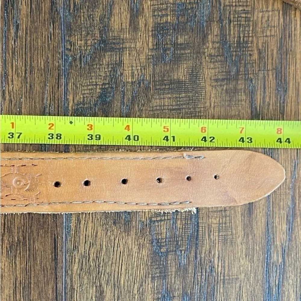 Vintage Brown Leather Handmade Tooled Western/Southwestern Belt